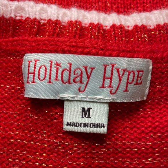 Trendy Ms. Claus Red Metallic Sparkling Christmas Sweater - Picture 6 of 9